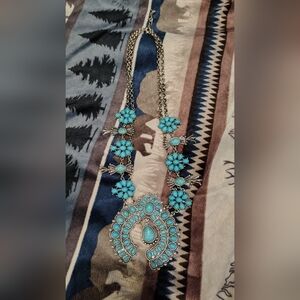 Turquoise Floral Statement Necklace